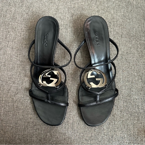 Vintage Gucci ‘GG’ logo strappy kitten heel sandals - Picture 1 of 6